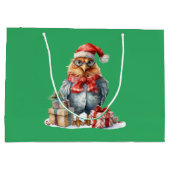 Kerst Kip in Glazen & Cadeaus Groen Groot Cadeauzakje (Achterkant)