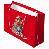 Kerst Kip in Glazen & Cadeaus Rood Groot Cadeauzakje (Voorkant Gekanteld)