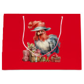 Kerst Kip in Glazen/Pet & Cadeaus Rood Groot Cadeauzakje (Voorkant)