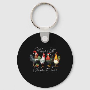 Kerst Kip Liefhebber Xmas Santa Hat Licht Grappig Sleutelhanger