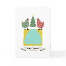 Kerst kippen met boom binnen patronen/kunst