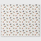 Kerst Kippen Patroon Cadeaupapier (Vlak)
