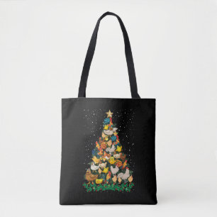 Kerst Kippen Pijnboom Grappige Kip Boer Tote Bag