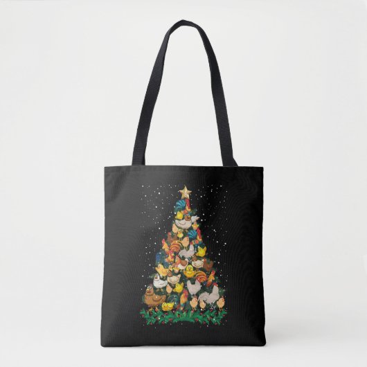 Kerst Kippen Pijnboom Grappige Kip Boer Tote Bag (Voorkant)