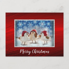 Kerst Kippen Sneeuw Waterverf Kerst Briefkaart