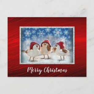 Kerst Kippen Sneeuw Waterverf Kerst Briefkaart