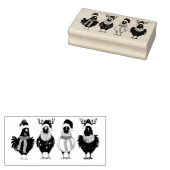 Kerst kippen verstrikt in licht rubberstempel (Gestempeld)