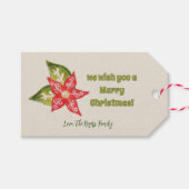 Kerst Kitschy Rood Groen Poinsettia Nostalgisch Cadeaulabel (Voorkant (Horizontaal))