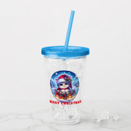 Kerst Kitten Acryl Tumbler Gift Drinkbeker