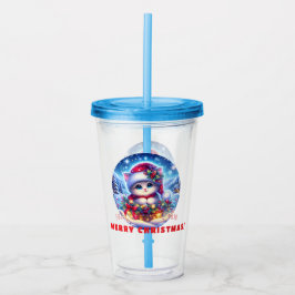 Kerst Kitten Acryl Tumbler Gift Drinkbeker