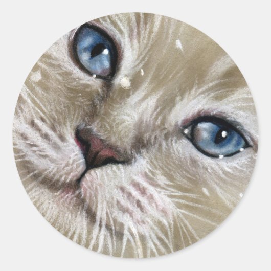 Kerst Kitten CAT gezicht sneeuw STICKERS (Voorkant)