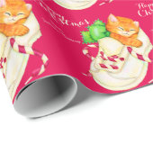 Kerst kitten in een schoen groene boog vakantie wr cadeaupapier (Rol Hoek)