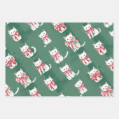 Kerst kitten kat met een boog voor cadeau geven inpakpapier vel (Voorkant 3)