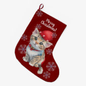 Kerst Kitten Kous Grote Kerstsok (Voorkant (Hangend))