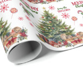 Kerst Kitten mand onder de boom Cadeaupapier (Rol Hoek)