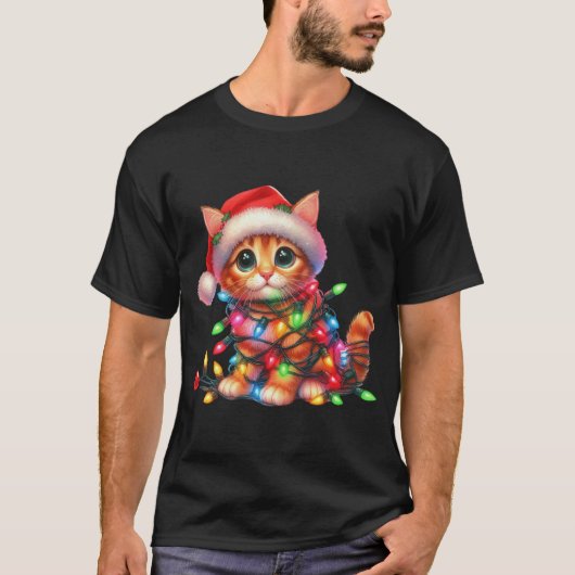 Kerst Kitten Waterverf T-shirt (Voorkant)