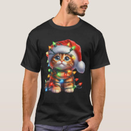 Kerst Kitten Waterverf T-shirt