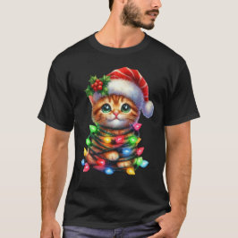 Kerst Kitten Waterverf T-shirt