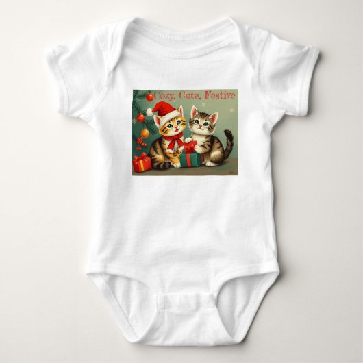 Kerst Kittens Baby Bodysuit. Romper (Voorkant)