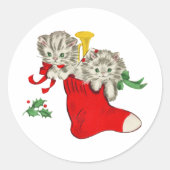 Kerst Kittens  cadeau Ronde Sticker (Voorkant)