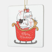 Kerst Kittens een Slaapse keramische sieraad Keramisch Ornament (Links)