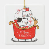 Kerst Kittens een Slaapse keramische sieraad Keramisch Ornament (Achterkant)