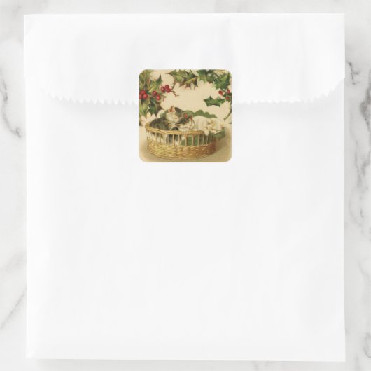 Kerst Kittens en Holly Sticker (Tas)