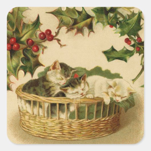 Kerst Kittens en Holly Sticker (Voorkant)