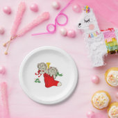Kerst Kittens Retro Papieren Bordje (Feest)