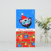 Kerst Kitty Boekmerk met Ontwerp Feestdagenkaart (Staand voorkant)