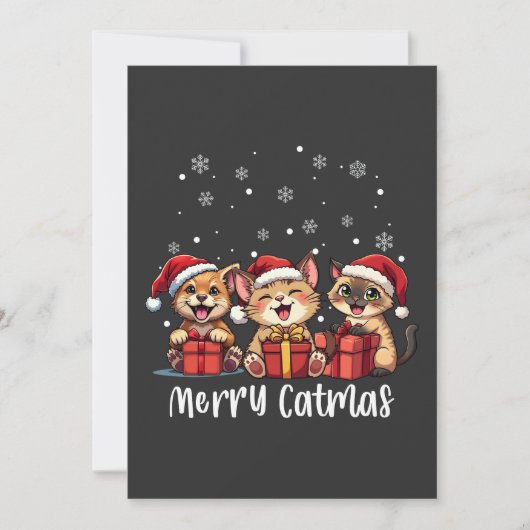 Kerst Kitty Katten Vrolijk Kerstfeest Kaart (Voorkant)