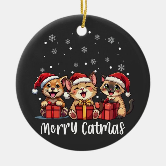 Kerst Kitty Katten Vrolijk Kerstfeest Keramisch Ornament (Voorkant)