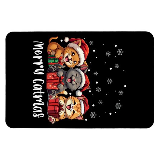 Kerst Kitty Katten Vrolijk Kerstfeest Magneet (Horizontaal)