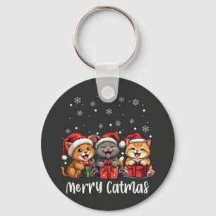Kerst Kitty Katten Vrolijk Kerstfeest Sleutelhanger