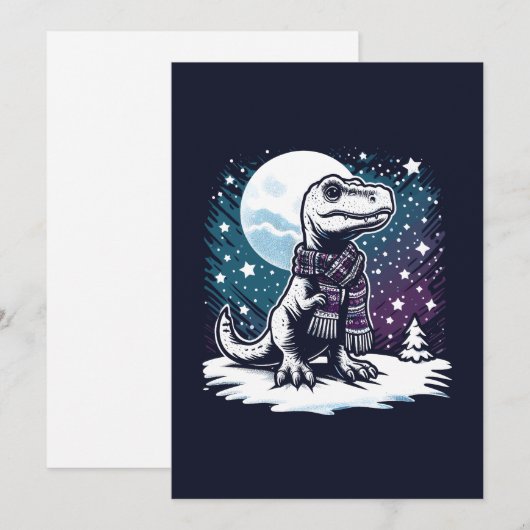 Kerst klaar voor Rex Dinosaurus Feestdagenkaart (Voorkant / Achterkant)