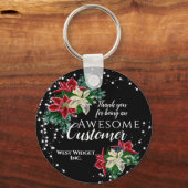 Kerst Klant Bedankt Bloem Zwart Sleutelhanger (Voorkant)