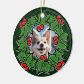 Kerst klassiek groen geruite rode holly bladeren keramisch ornament (Links)