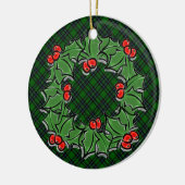 Kerst klassiek groen geruite rode holly bladeren keramisch ornament (Links)