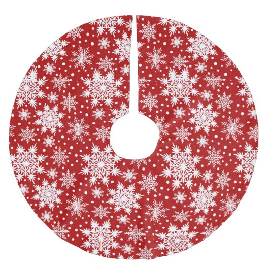 Kerst Klassiek rood en wit Snowflake patroon Kerstboom Rok (Voorkant)