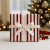 Kerst klassiek rood/Gebroken wit gestreept Cadeaupapier