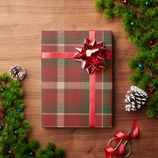 Kerst Klassiek Rood Groen Wit Plaid Cadeaupapier (Feestdagen Geschenken)