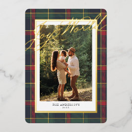Kerst Klassieke Plaid Folie Foto Vakantiekaart Uitnodiging