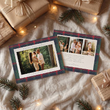 Kerst Klassieke Plaid Multi Foto Vakantiekaart