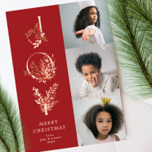 Kerst Klassieke Rode Blad Vette JOY Collage Foto