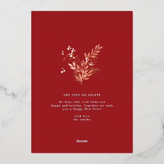 Kerst Klassieke Rode Blad Vette JOY Collage Foto Folie Feestdagenkaart (Achterkant)