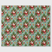 Kerst Klassieker: Santa & Kerstboom Feest Cadeaupapier (Vlak)