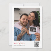 Kerst Kledinglijn Foto QR Code Baby shower Kaart (Achterkant)