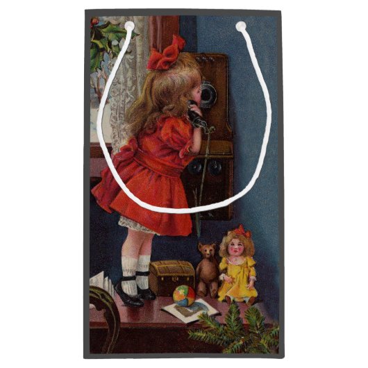 Kerst Klein Meisje Telefoon Antiek Klein Cadeauzakje (Achterkant)