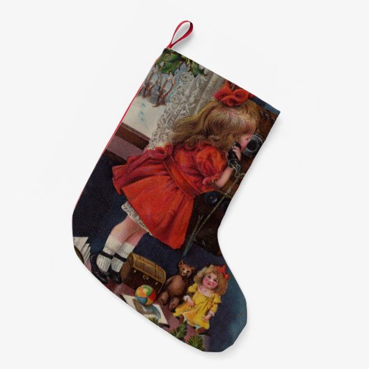 Kerst Klein Meisje Telefoon Antiek Kleine Kerstsok (Voorkant (Hangend))