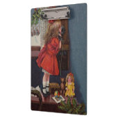 Kerst Klein Meisje Telefoon Antiek Klembord (Links)